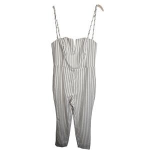 NEW NBD Revolve Black White Striped Sleeveless Jumpsuit Women M Boning